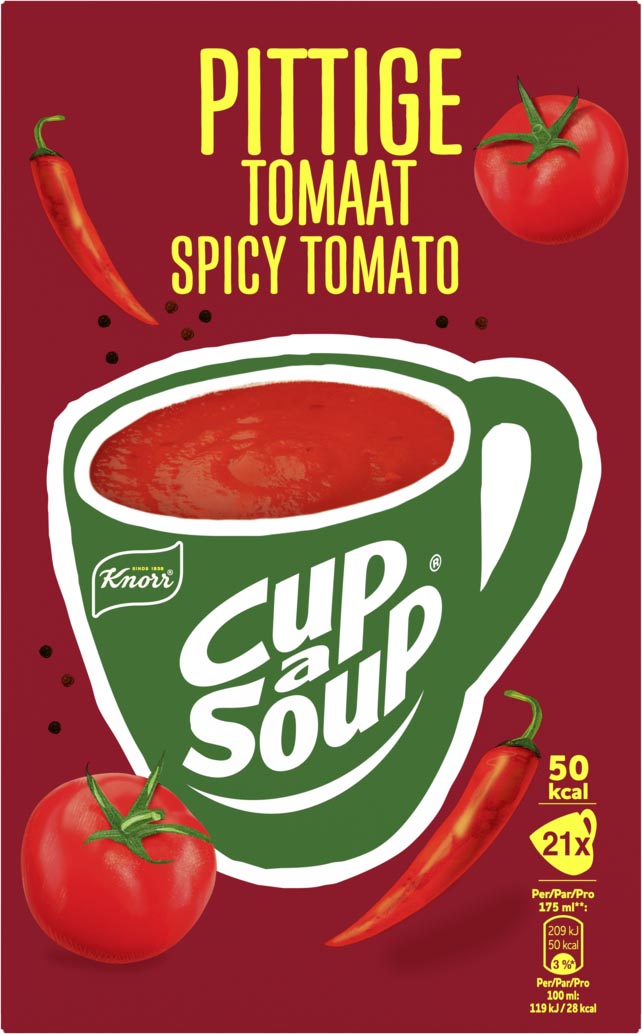 Knorr Cup-a-Soup pittige tomaat, pak van 21 zakjes