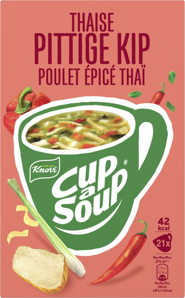 Knorr Cup-a-Soup pittige kip, pak van 21 zakjes