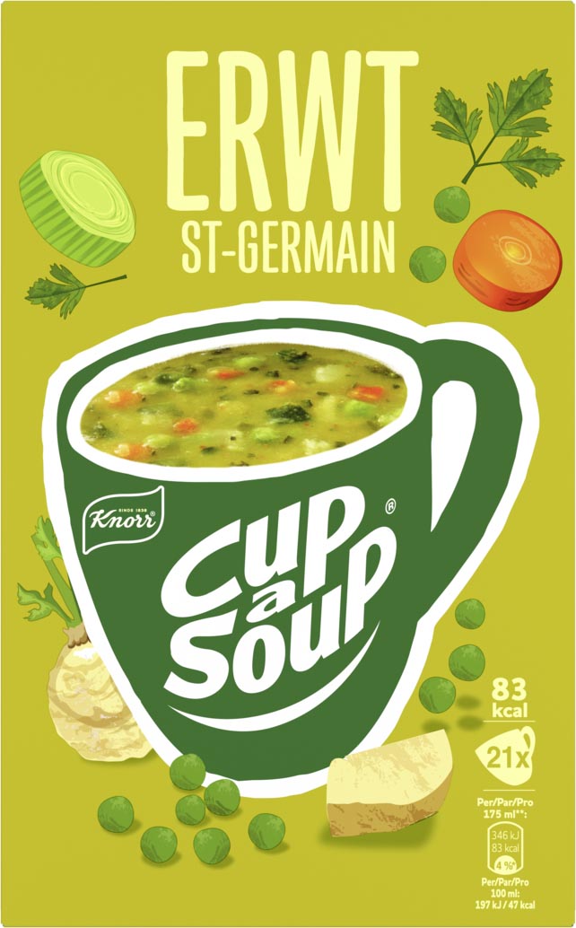 Knorr Cup-a-Soup erwt, pak van 21 zakjes