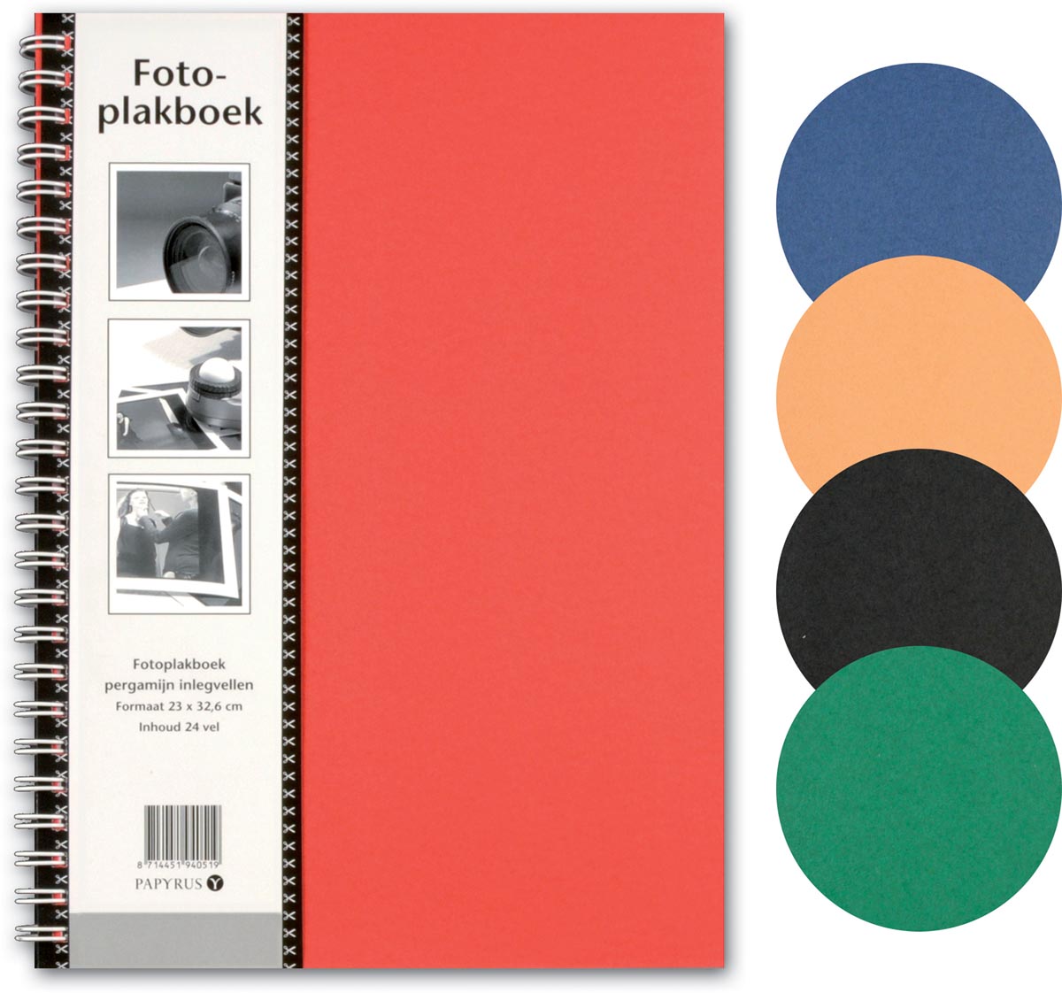 Papyrus fotoalbum, ft 33 x 23 cm, 24 vellen, geassorteerde kleuren