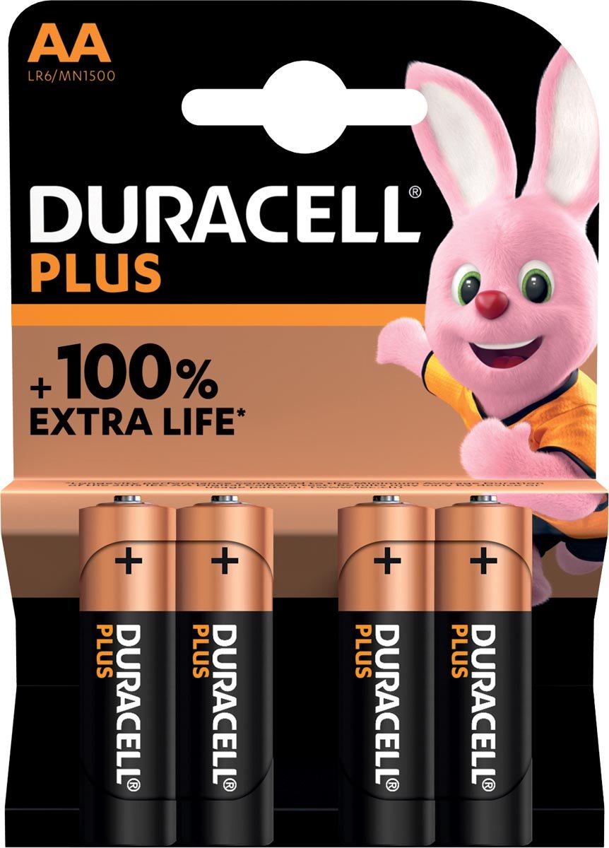 Duracell batterij Plus 100% AA, blister van 4 stuks afbeelding