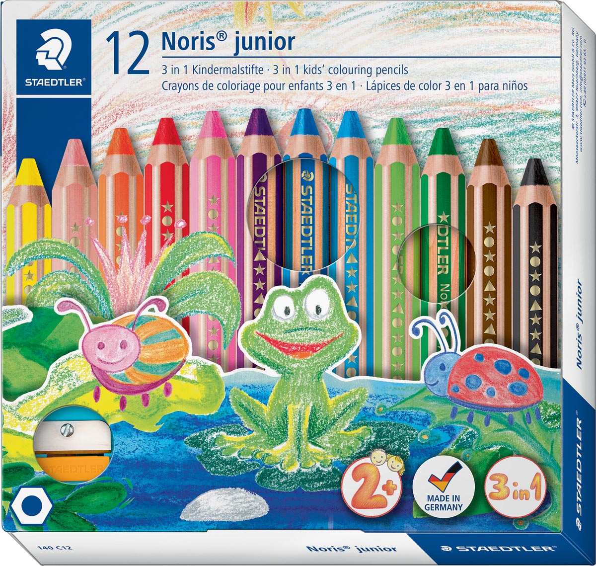 Staedtler kleurpotlood Buddy 3-in-1, doos van 12 stuks in geassorteerde kleuren Staedtler kleurpotlood Buddy 3-in-1, doos van 12 stuks in geassorteerde kleuren