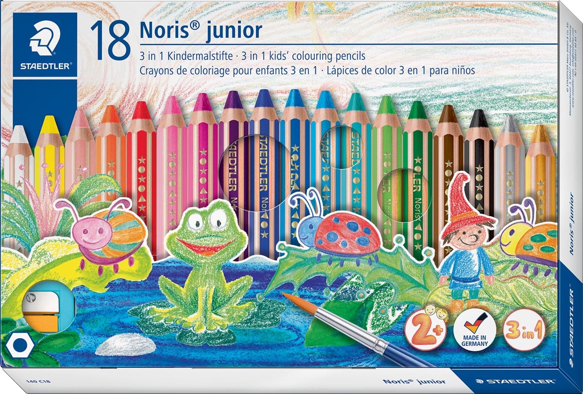 Staedtler kleurpotlood Buddy 3-in-1, doos van 18 stuks in geassorteerde kleuren Staedtler kleurpotlood Buddy 3-in-1, doos van 18 stuks in geassorteerde kleuren