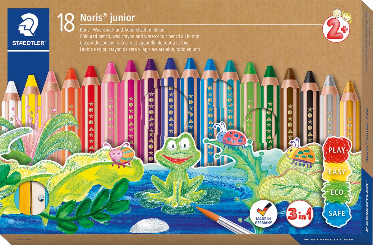 Staedtler kleurpotlood Buddy 3-in-1, doos van 18 stuks in geassorteerde kleuren