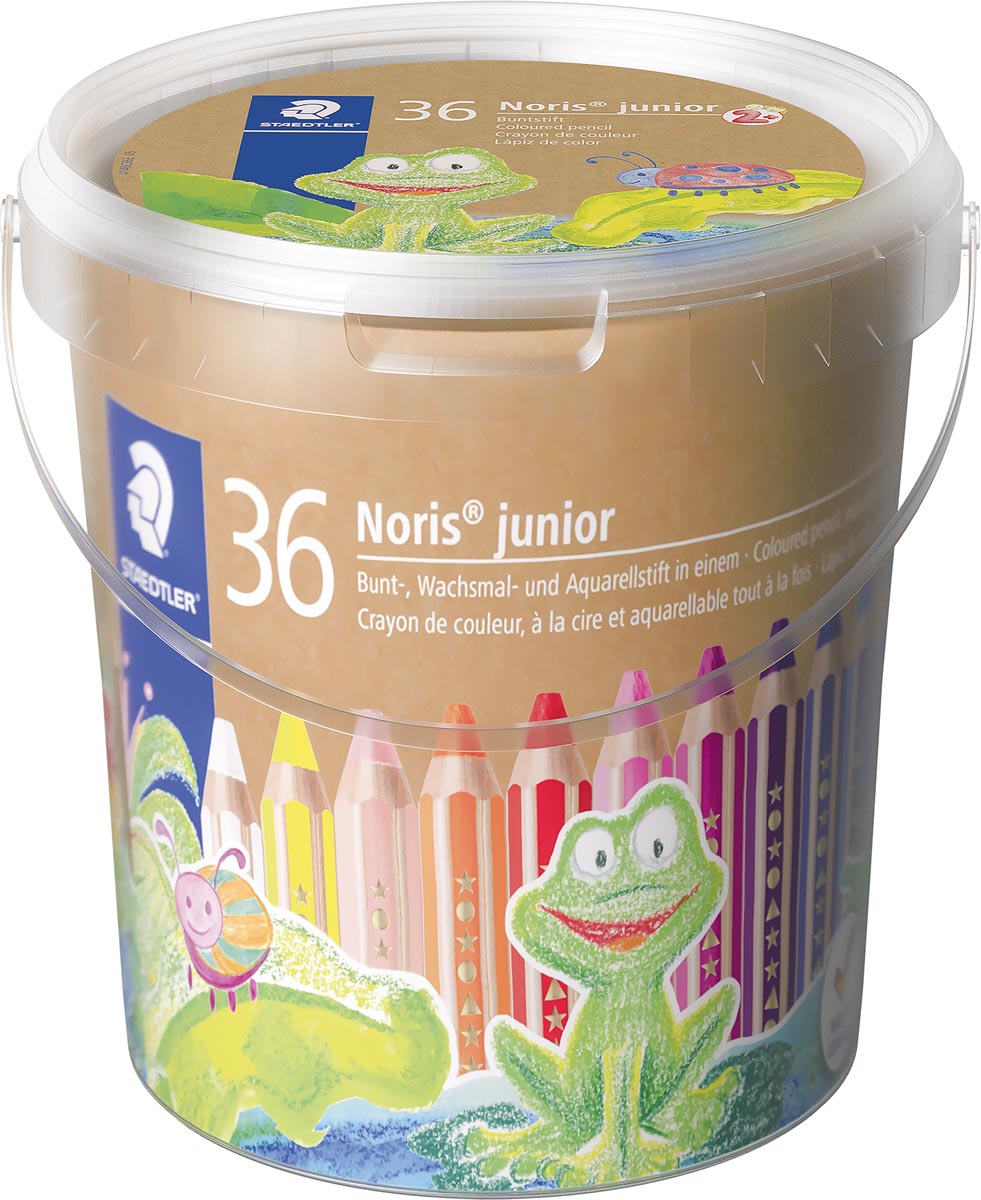 Staedtler kleurpotlood Buddy 3-in-1, emmertje van 36 stuks in geassorteerde kleuren