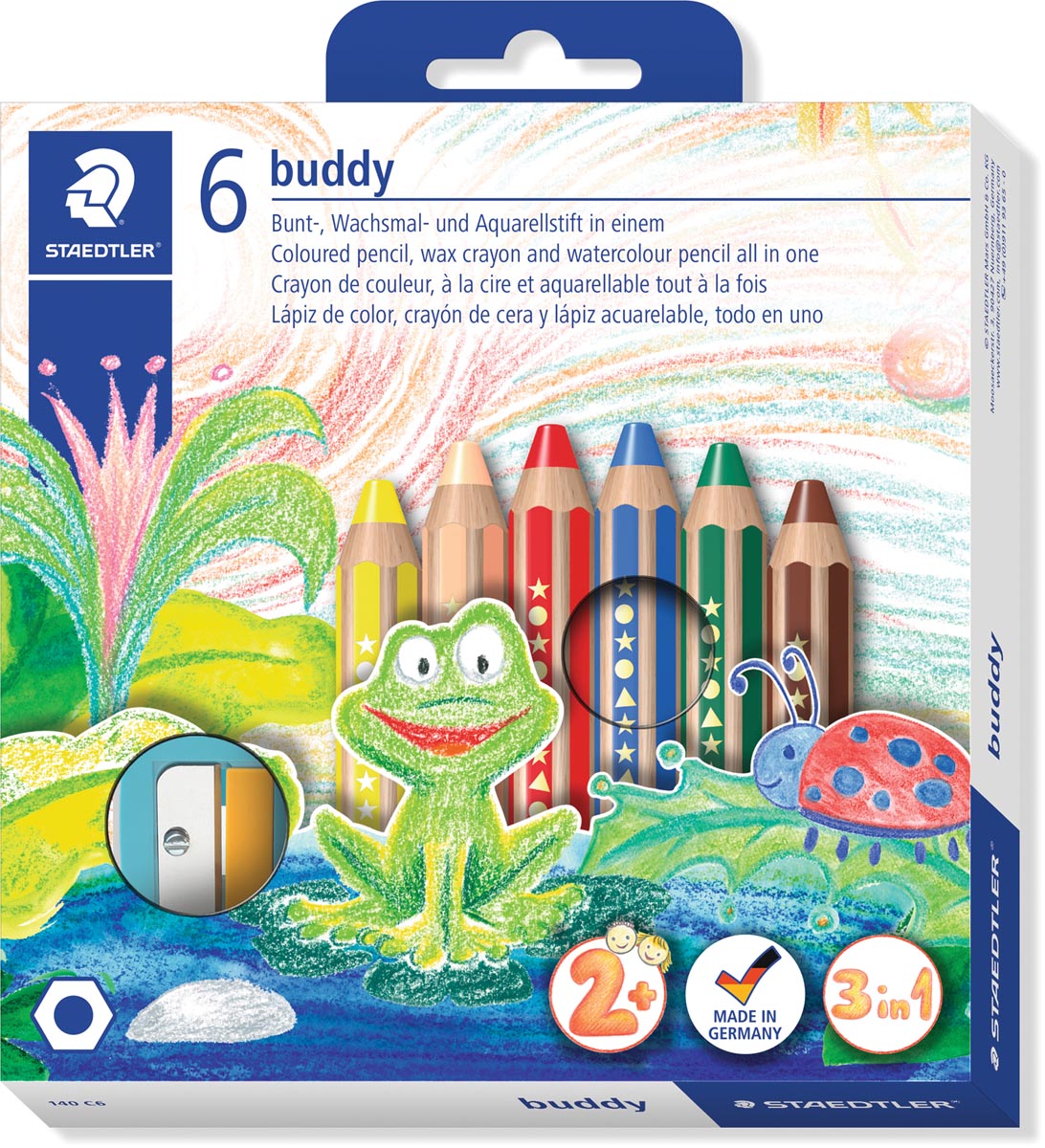 Staedtler Kleurpotlood Buddy 3 In 1 Doos Van 6 Stuks In Geassorteerde Kleuren huismerk kopen in de aanbieding