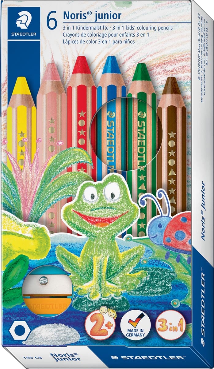 Staedtler kleurpotlood Buddy 3-in-1, doos van 6 stuks in geassorteerde kleuren Staedtler kleurpotlood Buddy 3-in-1, doos van 6 stuks in geassorteerde kleuren