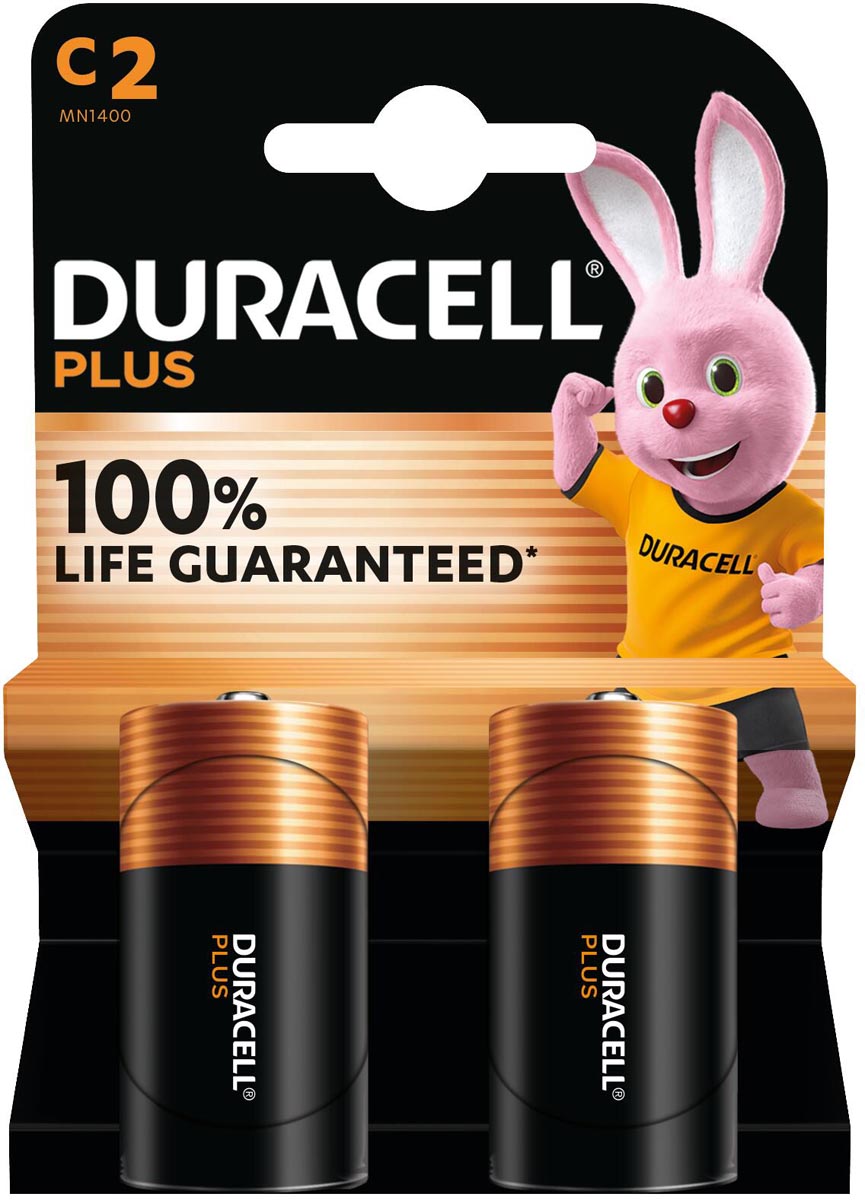Duracell batterij Plus 100% C, blister van 2 stuks