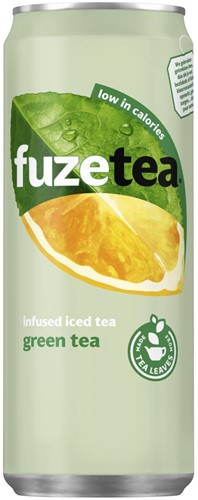 Fuze Tea frisdrank, niet-bruisend, sleek blik van 33 cl, pak van 24 stuks, groene thee