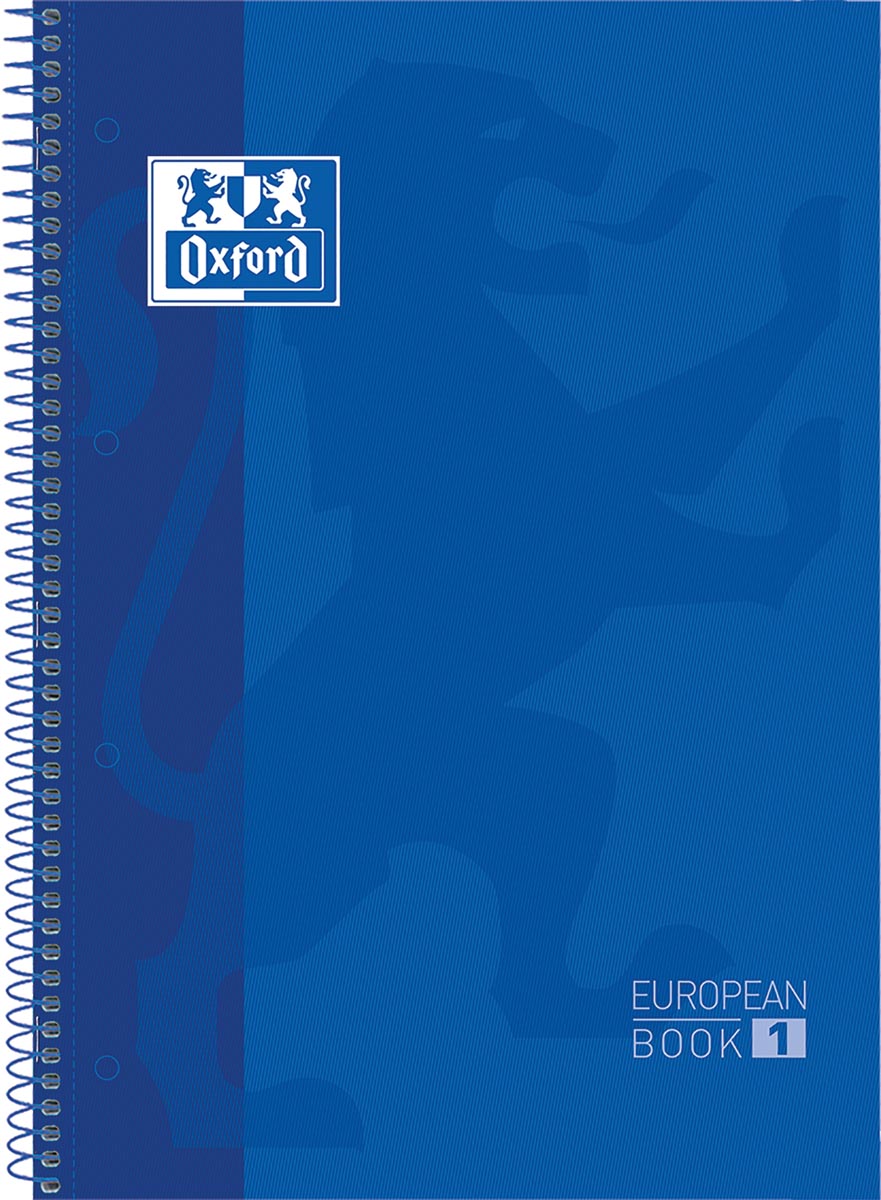 Oxford School Classic Europeanbook spiraalblok, ft A4+, 160 bladzijden, geruit 5 mm, donkerblauw Oxford School Classic Europeanbook spiraalblok, ft A4+, 160 bladzijden, geruit 5 mm, donkerblauw