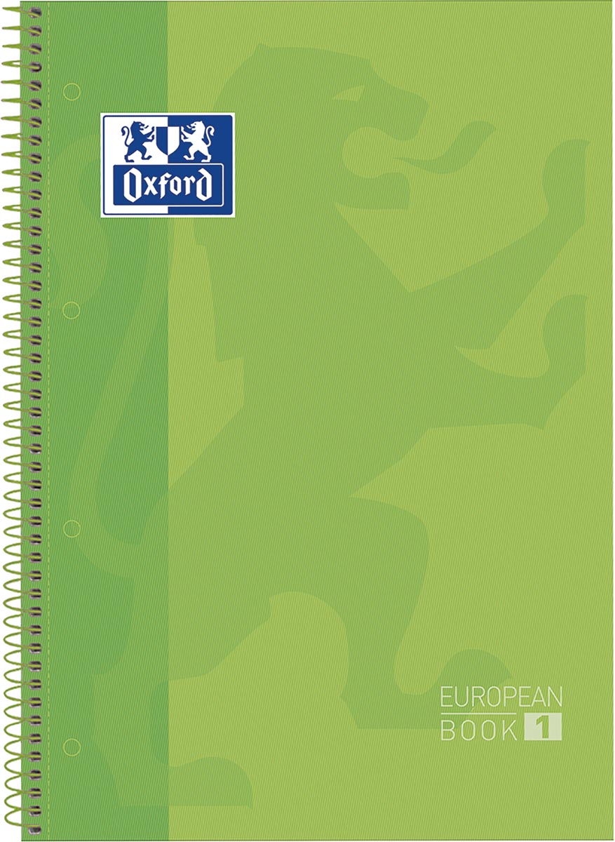 Oxford School Classic Europeanbook spiraalblok, ft A4+, 160 bladzijden, geruit 5 mm, groen Oxford School Classic Europeanbook spiraalblok, ft A4+, 160 bladzijden, geruit 5 mm, groen