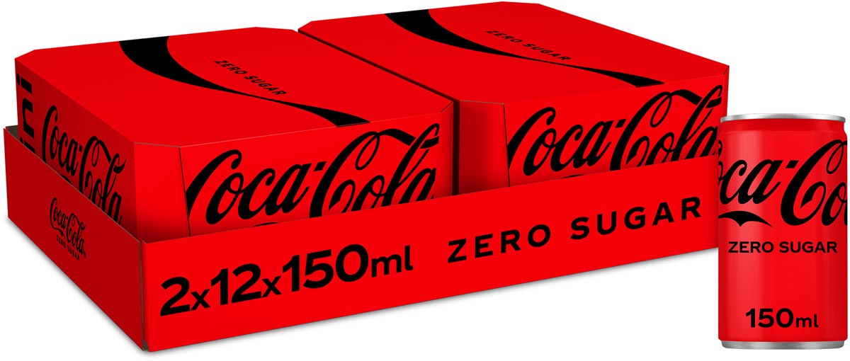 Coca-Cola Zero frisdrank, mini blik van 15 cl, pak van 24 stuks afbeelding