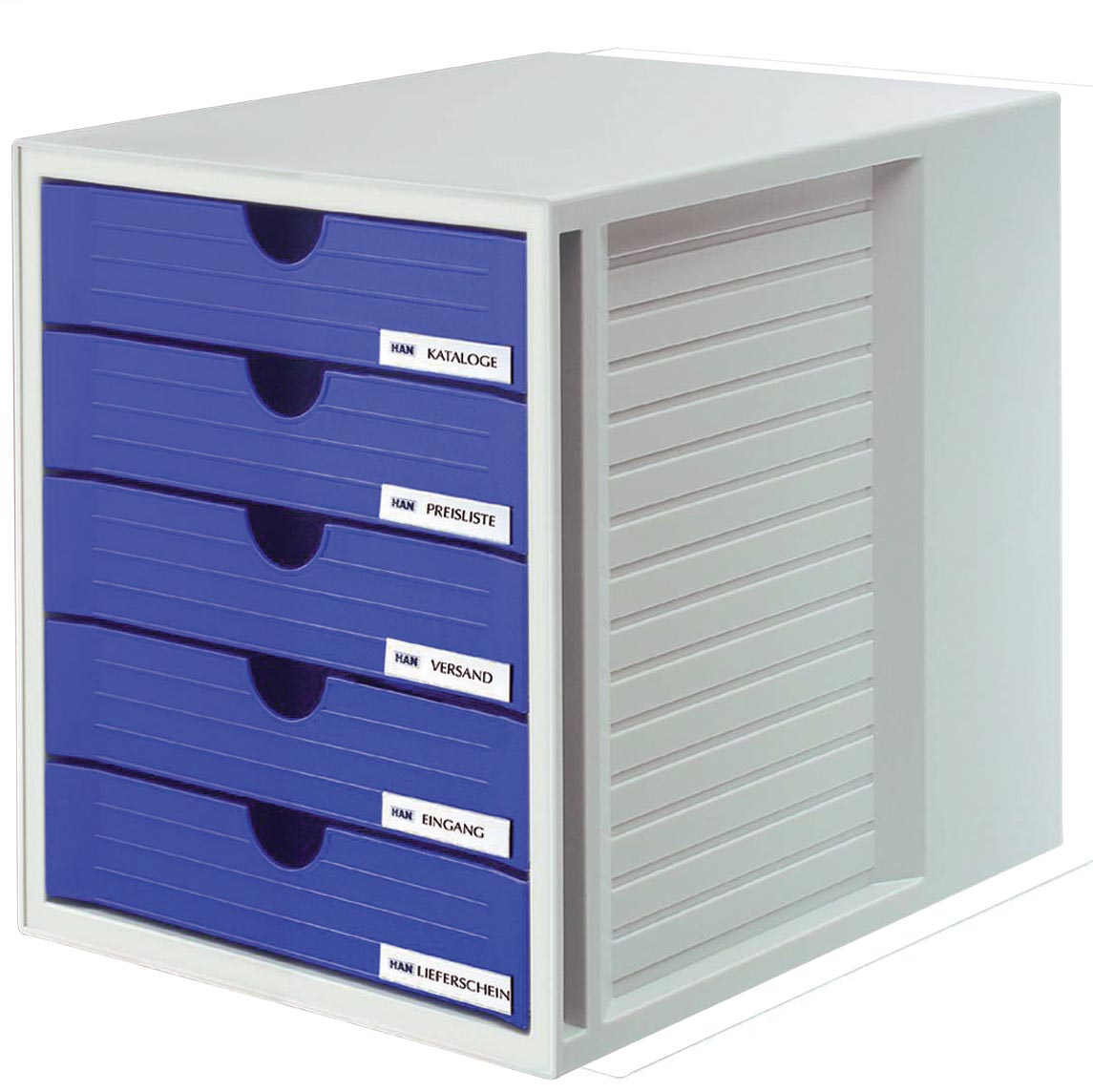 Han ladenblok met gesloten laden, blauw afbeelding
