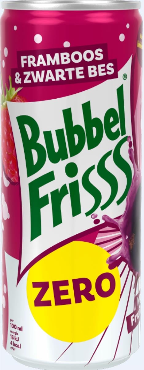 BubbelFriss - Zero - Framboos Zwarte Bes - Blik - 12 x 25 cl