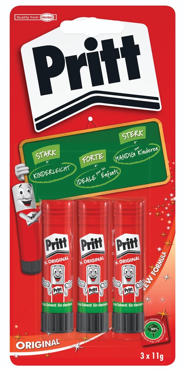 Pritt plakstift, 11 g, blister van 3 stuks afbeelding