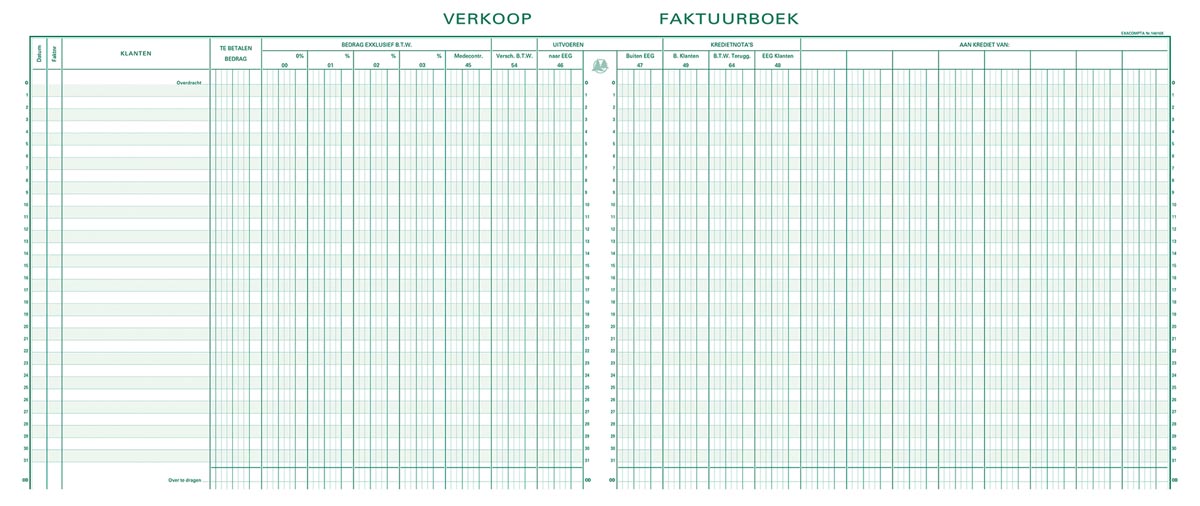 Exacompta register verkoop, ft 27 x 32 cm, Nederlandstalig afbeelding