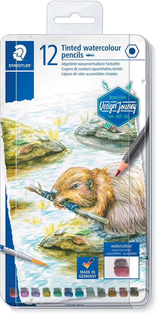 Staedtler aquarel potlood, metalen doos met 12 kleuren