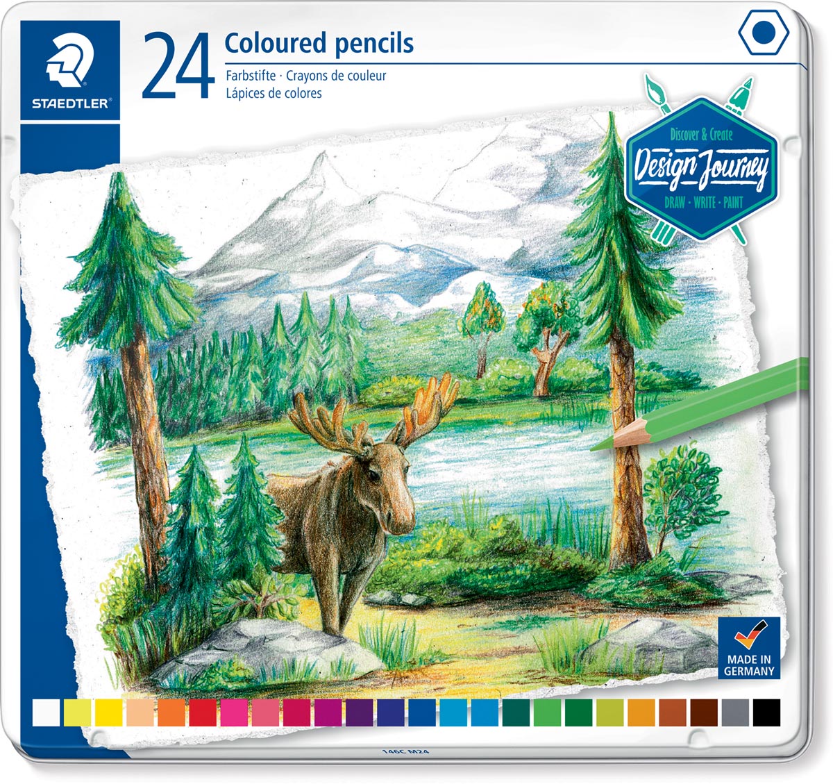 Staedtler kleurpotlood Design Journey, metalen doos met 24 kleuren