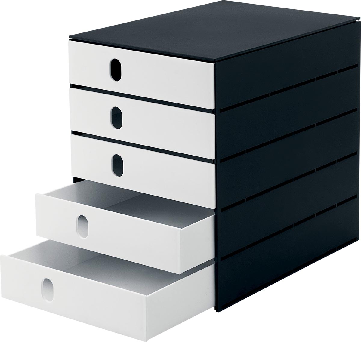 Styro ladenblok Stryoval Pro met 5 gesloten laden, zwart/wit