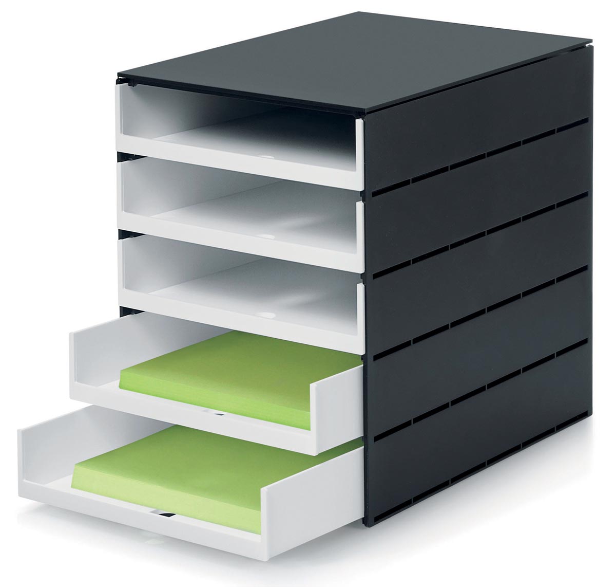 Styro ladenblok Stryoval Pro met 5 open laden, zwart/wit afbeelding