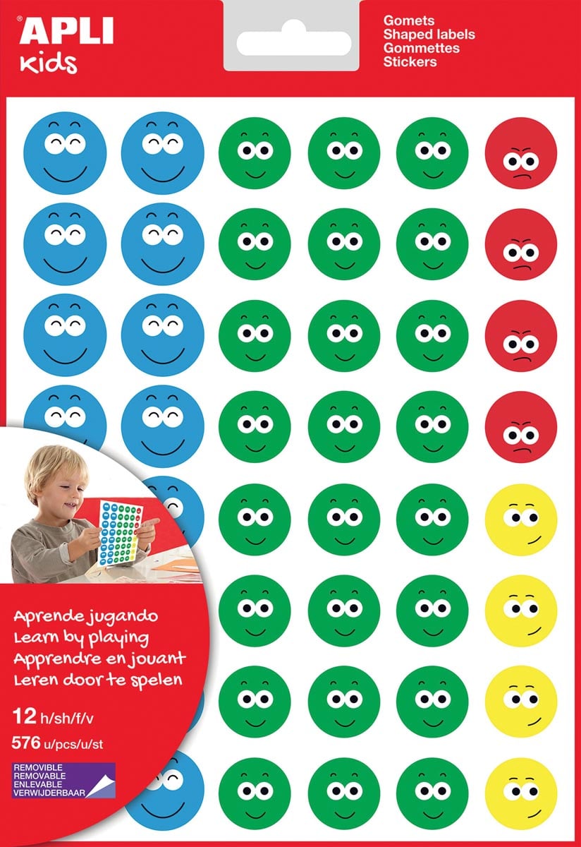 Apli Kids beloningsstickers Happy Smile, groot, blister met 12 vellen afbeelding