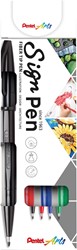 Pentel Feutre Sign Pen S520, blister de 4 pièces en couleurs assorties