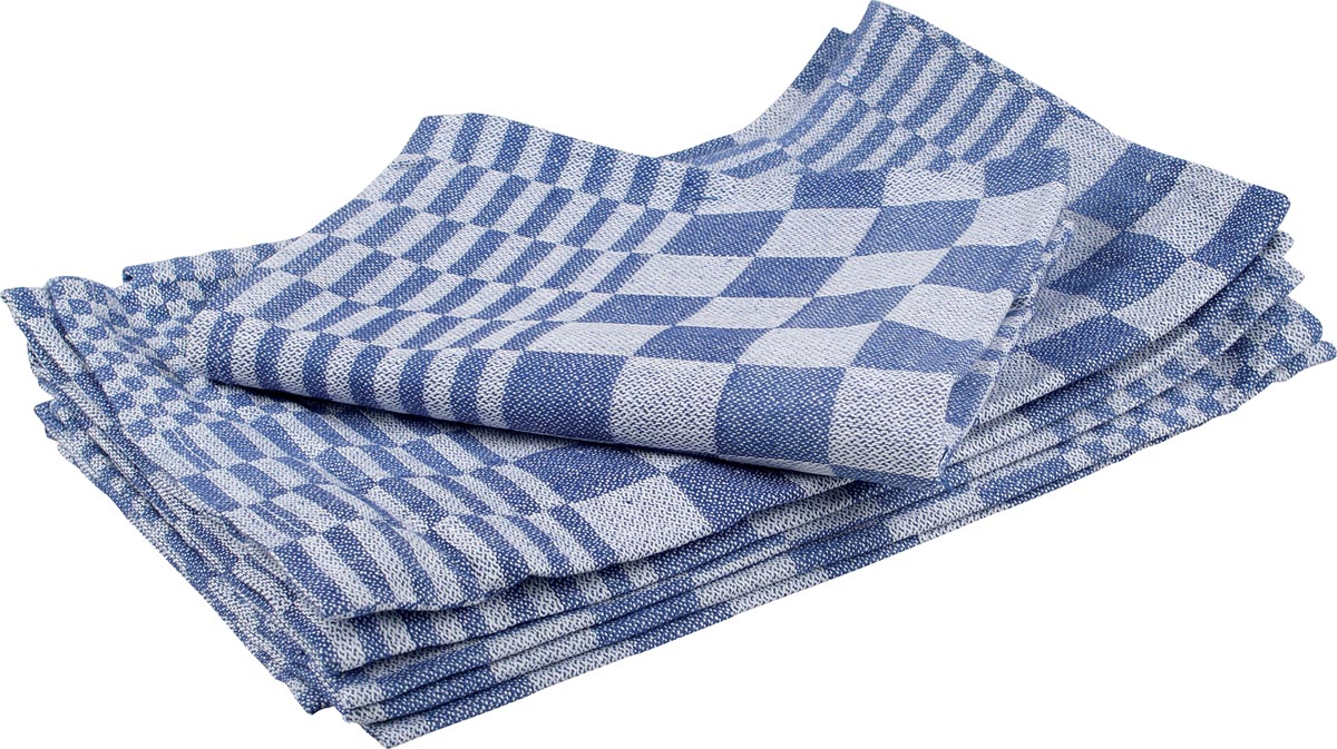 Handdoek, ft 65 x 65 cm, blauw/wit, pak van 6 stuks