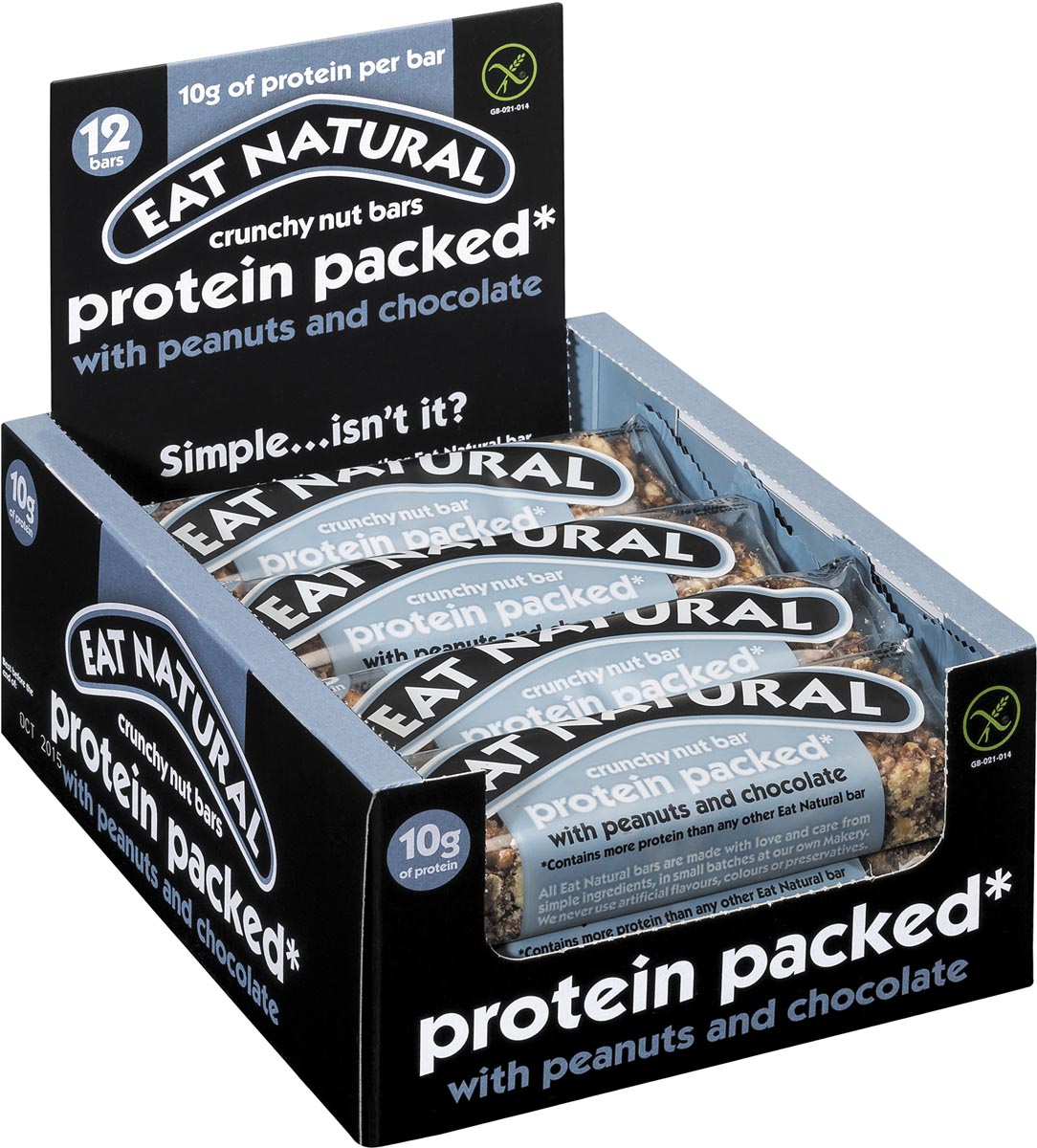 Eat Natural reep protein packed, pindanoten - chocolade, 45 g, pak van 12 stuks Eat Natural reep protein packed, pindanoten - chocolade, 45 g, pak van 12 stuks