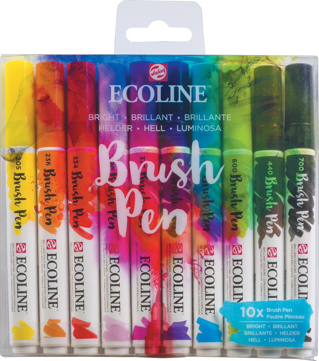 Talens Ecoline Brush pen, etui van 10 stuks, helder