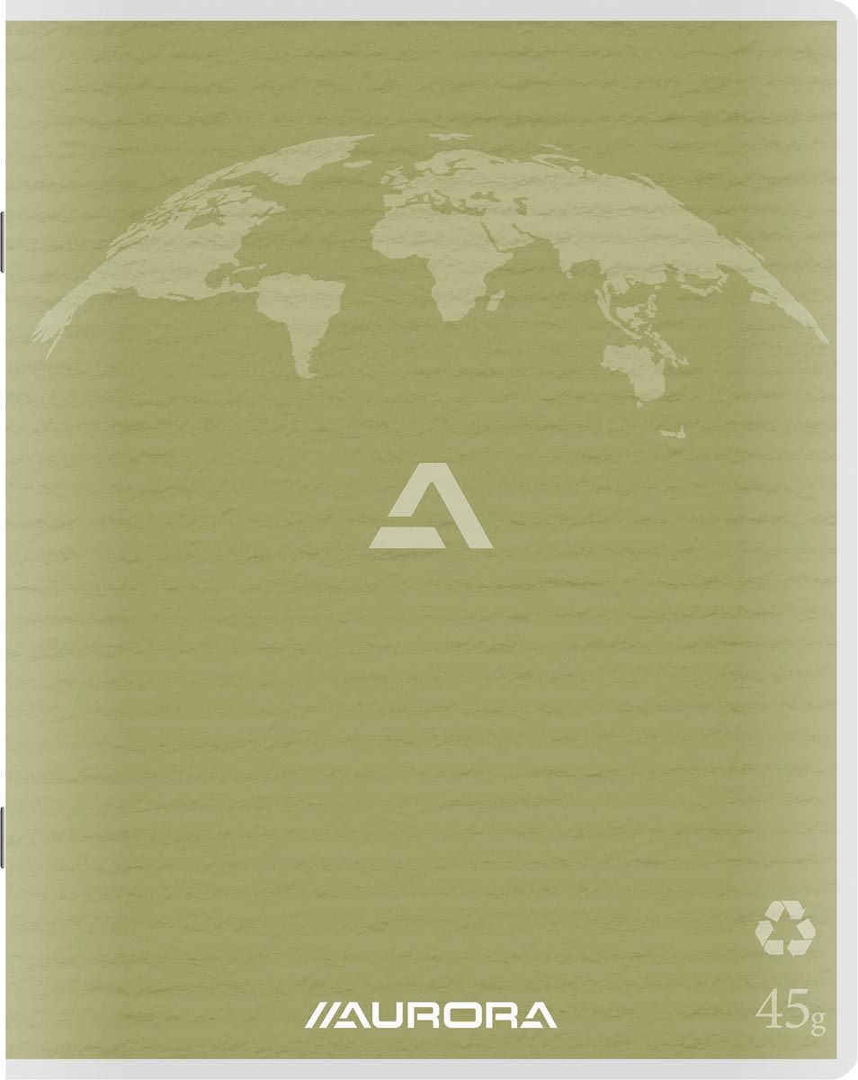 Aurora Writing 45 kladschrift uit gerycleerd papier, 96 bladzijden, gelijnd, mosgroen afbeelding