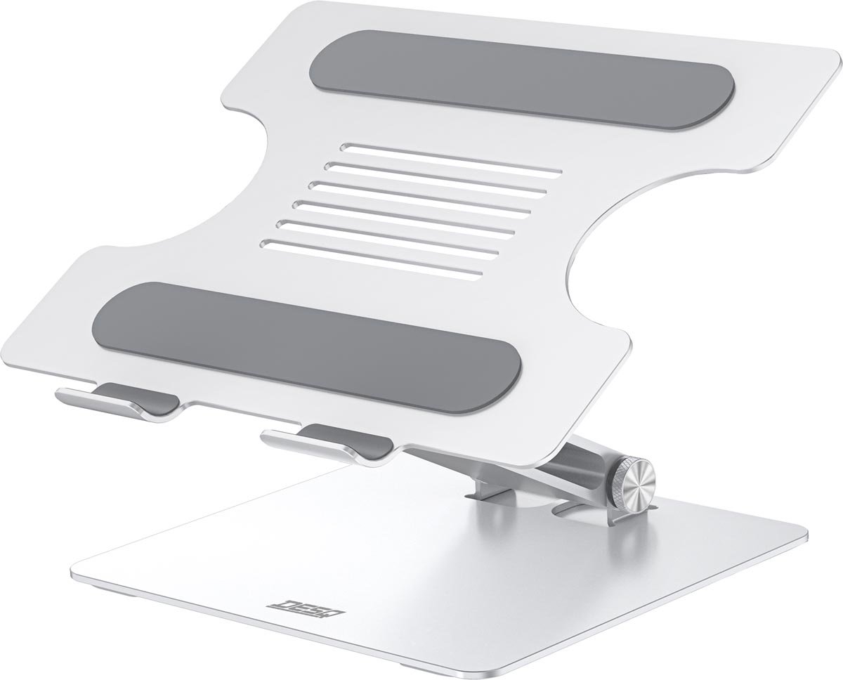 DESQ® Aluminium laptopstandaard | Volledig verstelbaar | Plat opvouwbaar | Licht (1035 gram) | Ergonomische bureaustandaard | Hoogte 35-280 mm | Voor alle 10-15,6 inch laptops