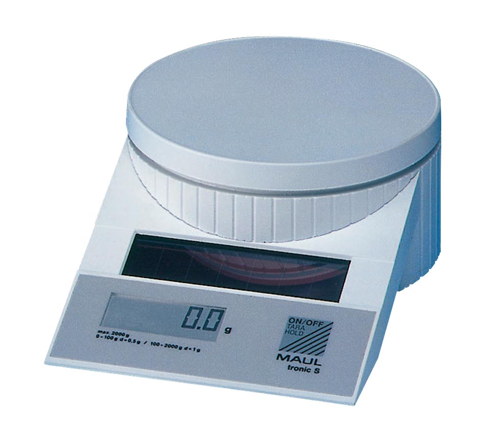 Maul postweegschaal MAULtronic, weegt tot 2 kg, gewichtsinterval van 0,5 gram, wit