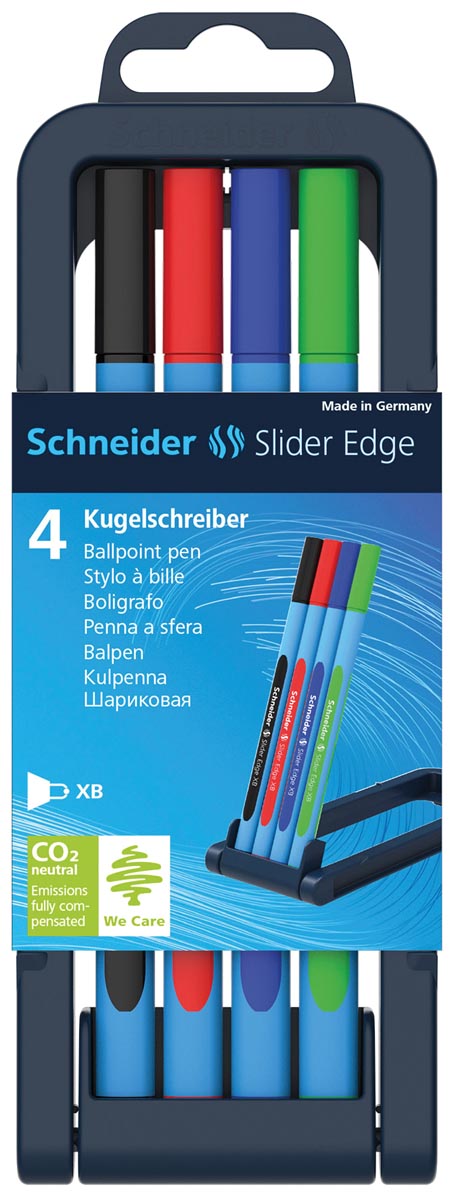 Schneider balpen Slider Edge, extra breed, geassorteerde kleuren, opstelbare doos van 4 stuks afbeelding