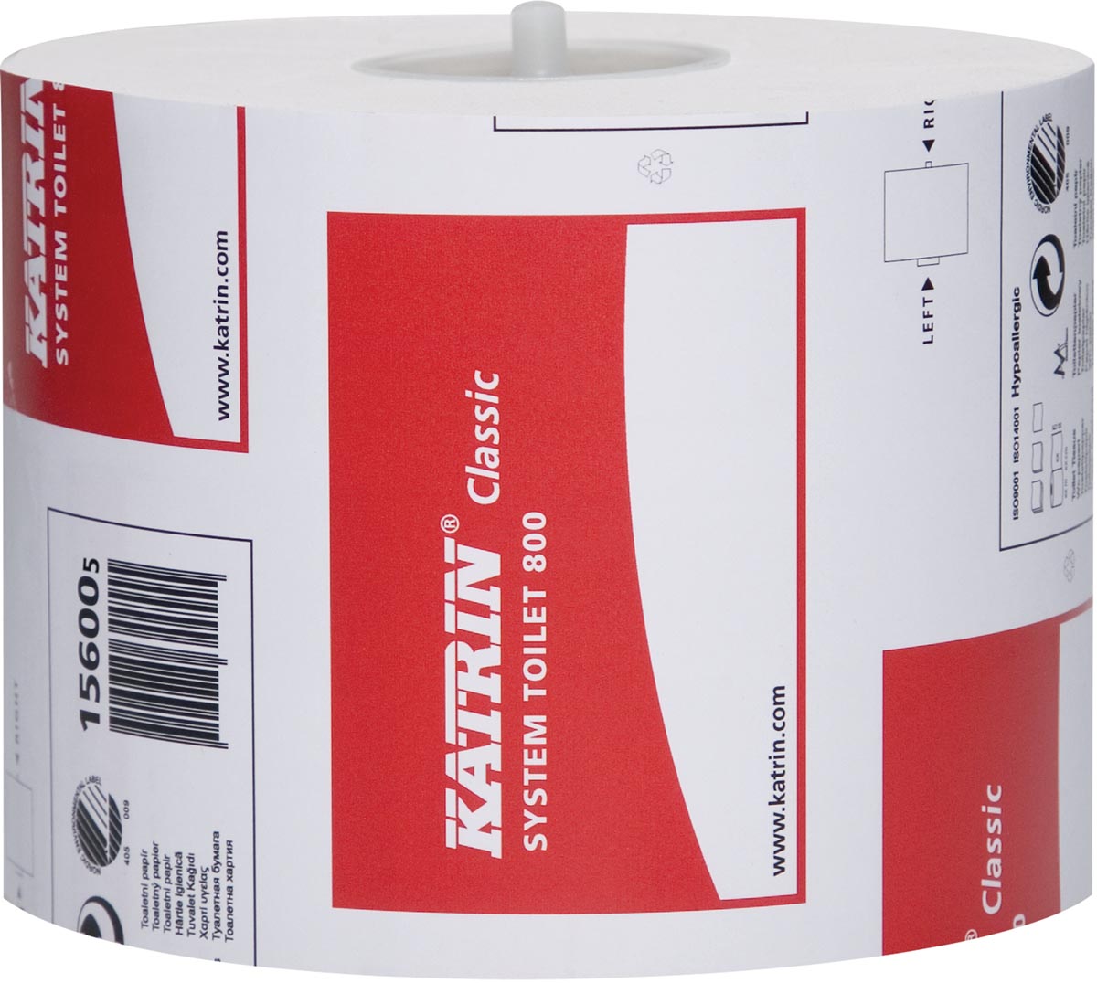 Katrin toiletpapier voor dispensers Classic, 2-laags, 800 vellen, pak van 36 rollen