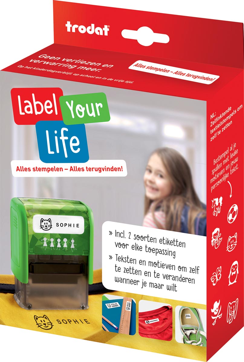 Trodat Label Your Life textiel-stempel, Nederlands afbeelding