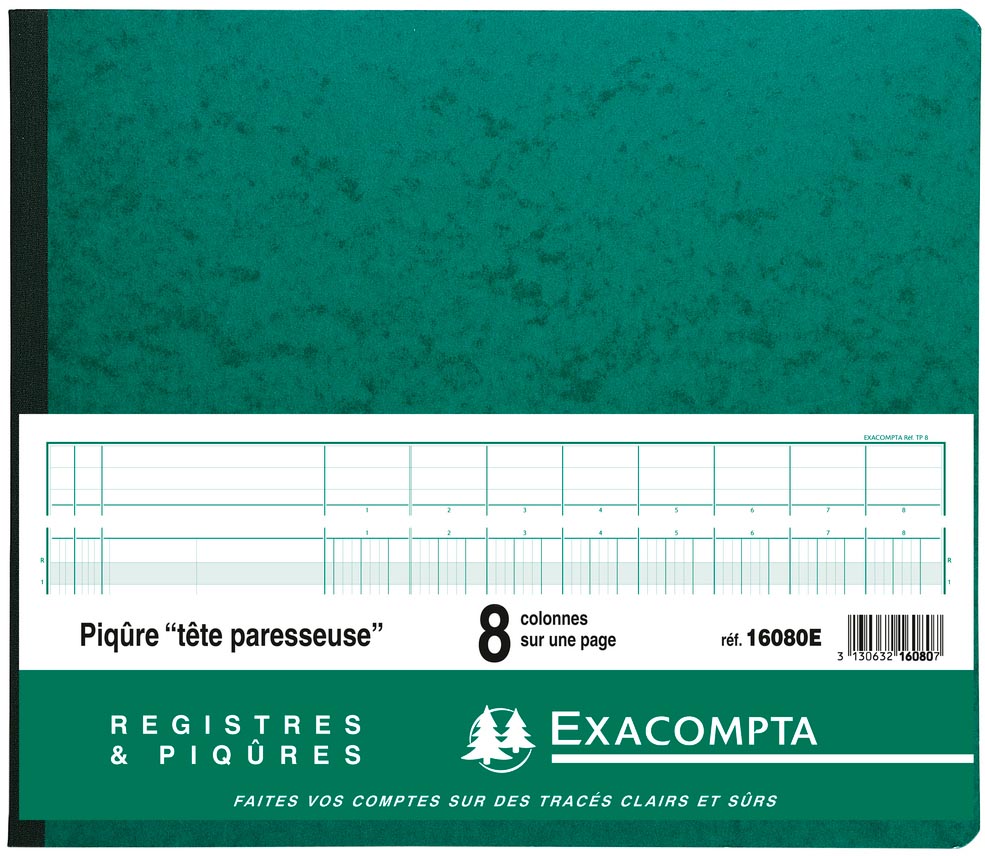 Exacompta registers, ft 27 x 32 cm, 8 kolommen op 1 bladzijde, 28 lijnen, 80 bladzijden Exacompta registers, ft 27 x 32 cm, 8 kolommen op 1 bladzijde, 28 lijnen, 80 bladzijden