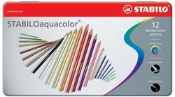 STABILOaquacolor kleurpotlood, metalen doos van 12 stuks in geassorteerde kleuren