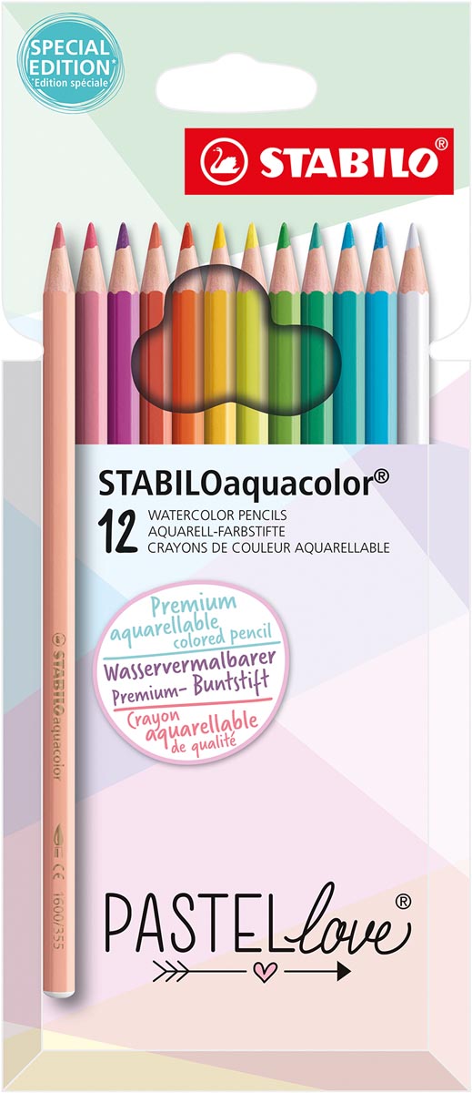 STABILOaquacolor kleurpotlood, pastel, etui van 12 stuks, assorti STABILOaquacolor kleurpotlood, pastel, etui van 12 stuks, assorti