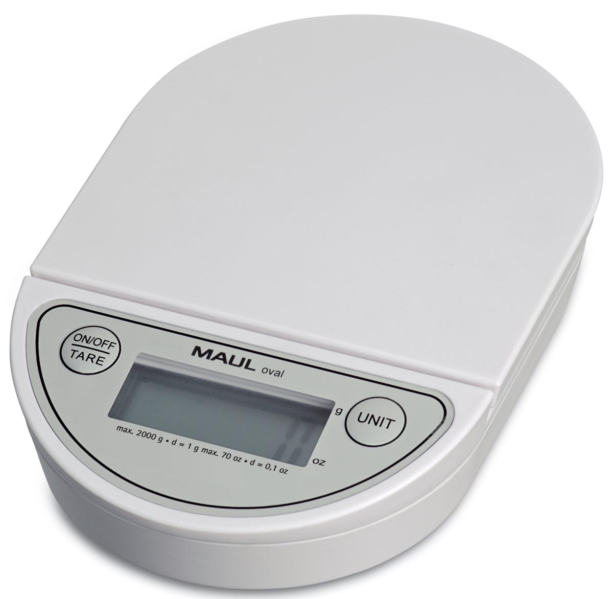 MAUL postweegschaal Oval 2 kg ( /1gr) incl. batterij wit afbeelding
