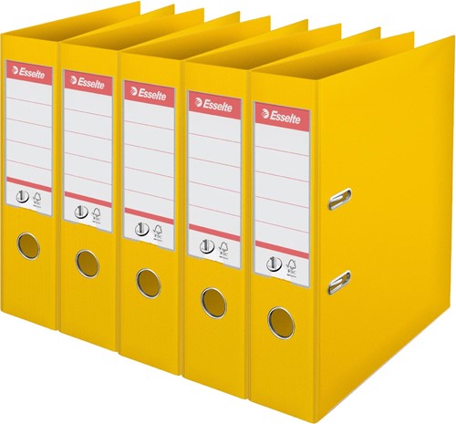 Esselte ordner Power N°1, rug van 7,5 cm, geel, pak van 5 stuks