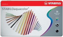 STABILOaquacolor crayon de couleur, boîte métallique de 36 pièces en couleurs assorties