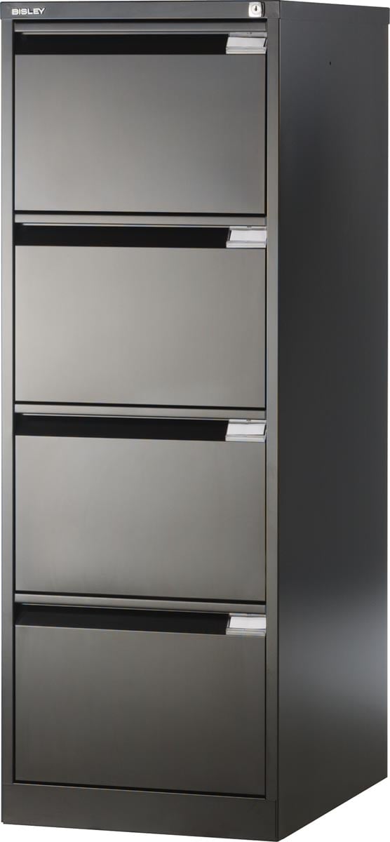 Bisley hangmappenkast, ft 132,1 x 47 x 62,2 cm (h x b x d), 4 laden, zwart afbeelding