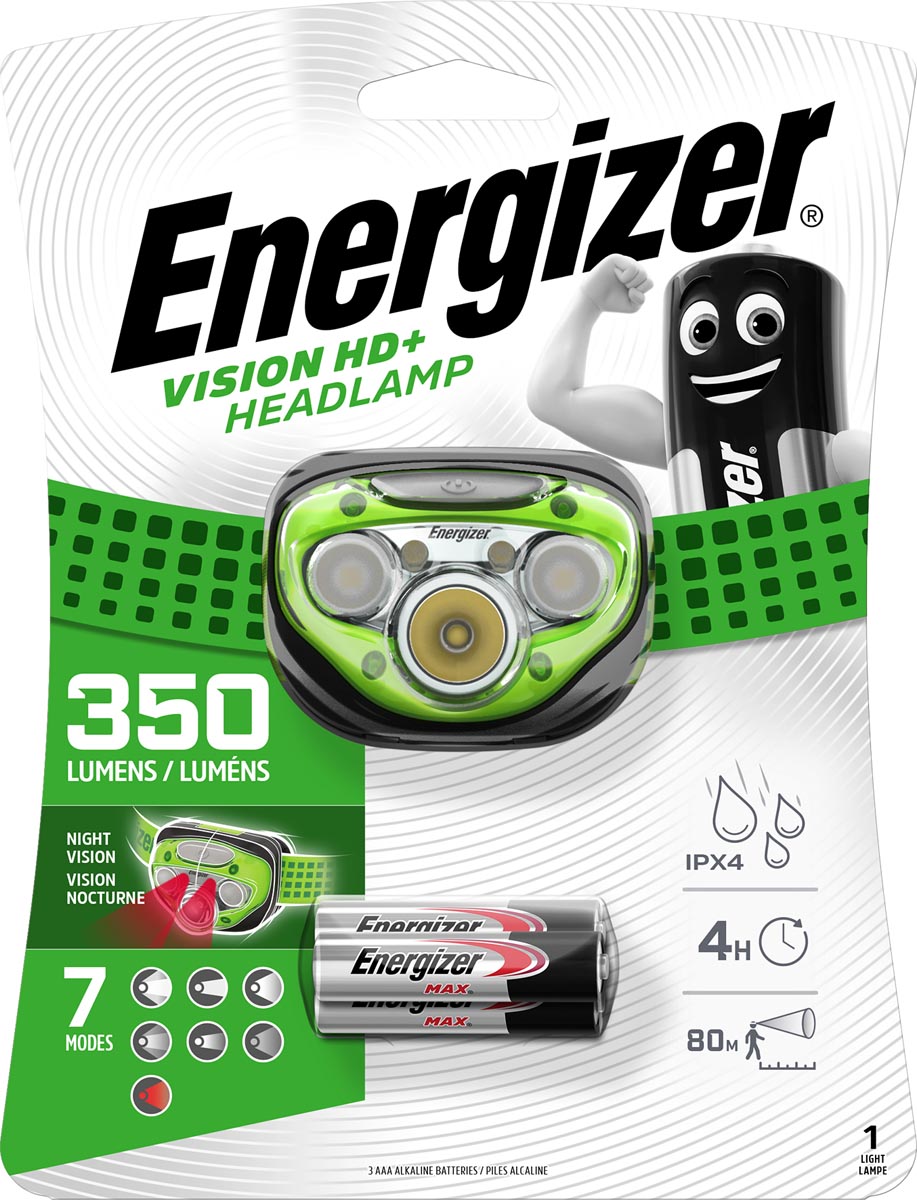 Energizer hoofdlamp Vision HD+, inclusief 3 AAA batterijen, op blister afbeelding