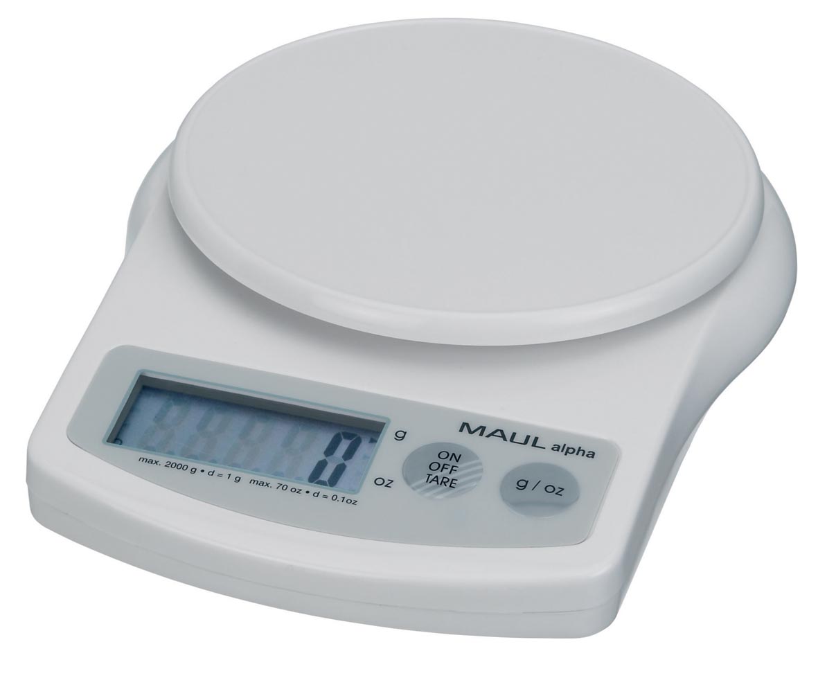 Maul postweegschaal MAULalpha, weegt tot 2 kg, gewichtsinterval van 1 gram