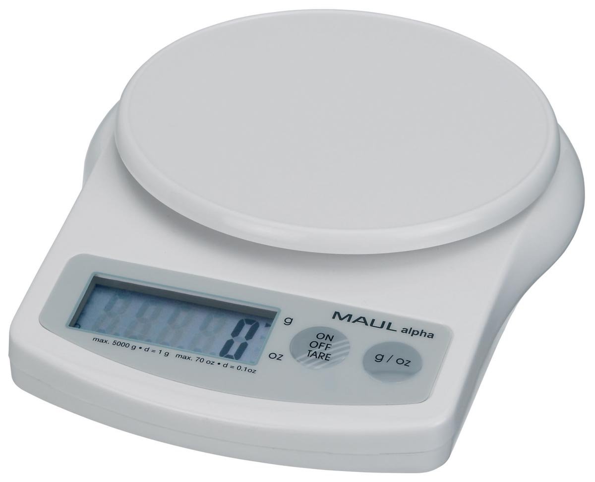 MAUL postweegschaal Alpha 5 kg ( /1gr) incl. batterij wit afbeelding