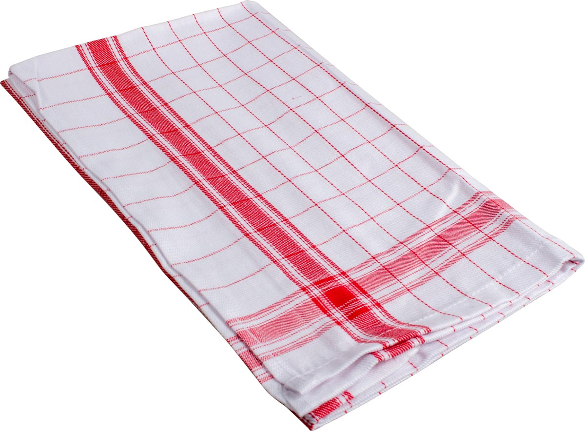 Handdoek Adalynne, ft 50 x 70 cm, geruit, rood, pak van 6 stuks afbeelding