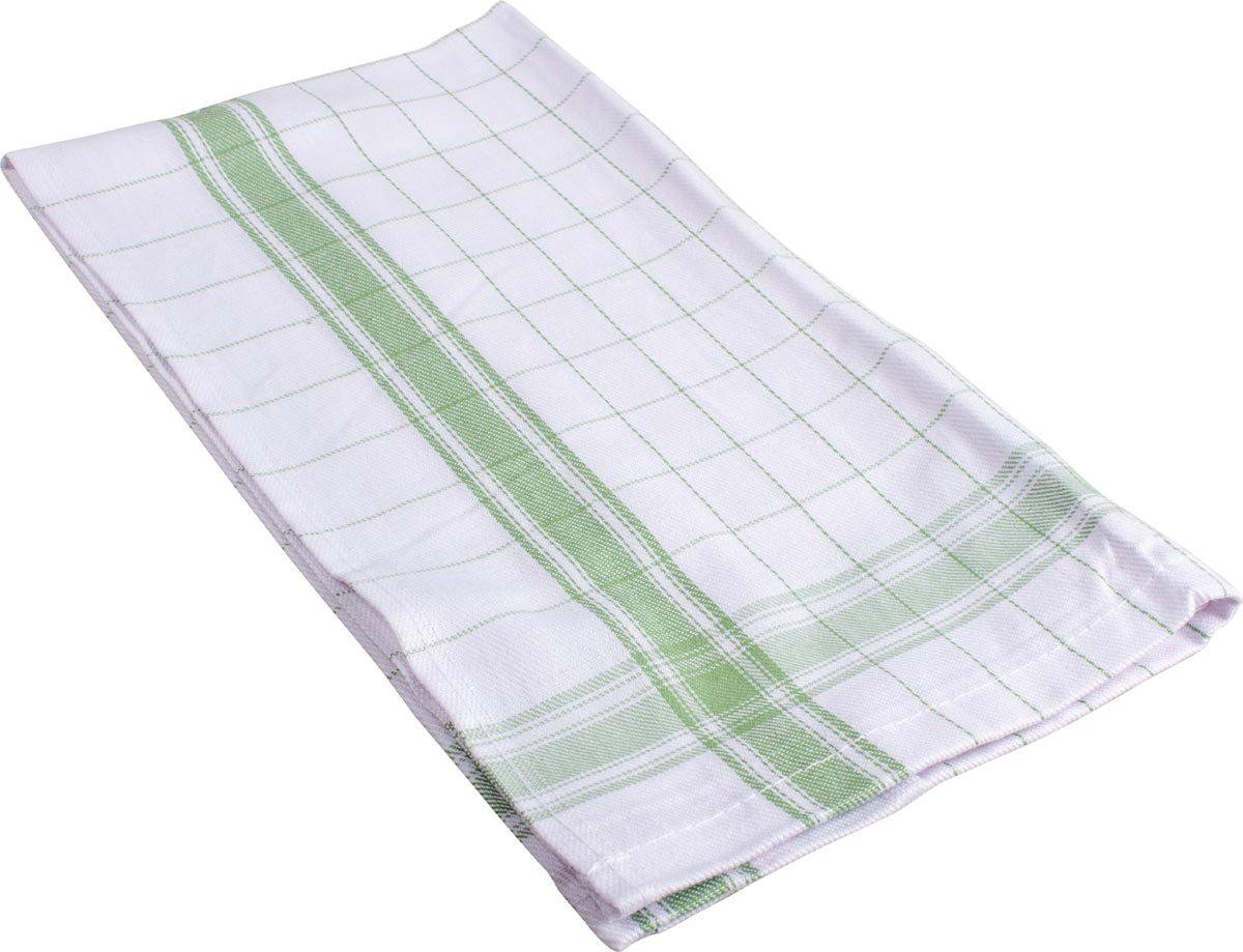 Handdoek Adalynne, ft 50 x 70 cm, geruit, groen, pak van 6 stuks afbeelding