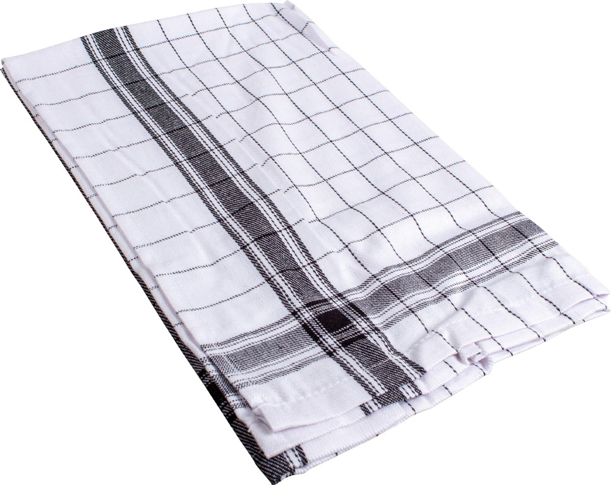 Handdoek Adalynne, ft 50 x 70 cm, geruit, zwart, pak van 6 stuks afbeelding