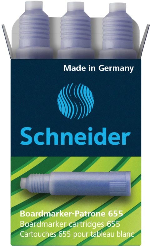 Schneider inktpatroon Maxx Eco 655, doosje met 3 vullingen, blauw