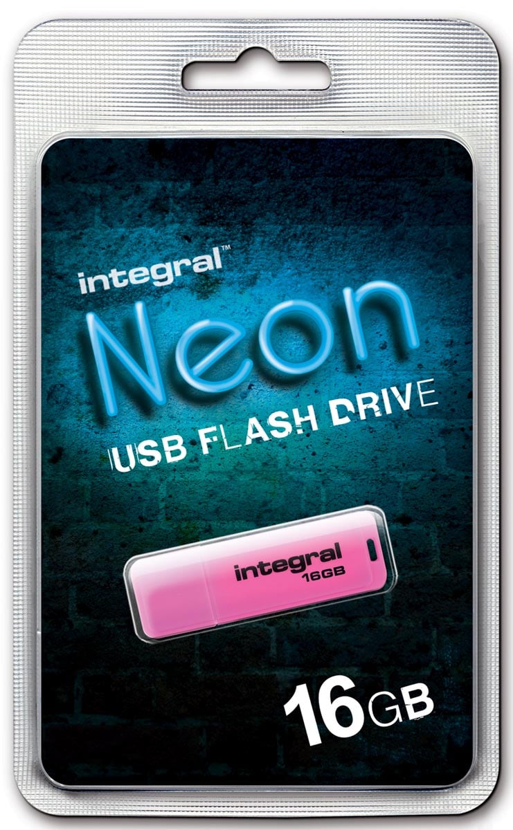 Integral Neon USB 2.0 stick, 16 GB, roze afbeelding